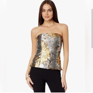 Lilly Pulitzer Gold and silver strapless top